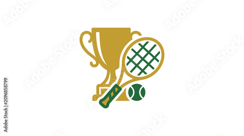 Trophy with tennis racket ball.
