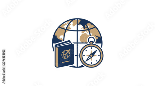 Foto Travel concept with globe passport compass.
