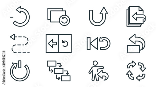 Quadro su tela Sleek Black and White Minimalist Icons Set Featuring Circular Arrows Document Ac