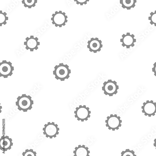 Gray Gear Pattern Seamless Background, Simple Industrial Cog Wheel Flat Vector Illustration