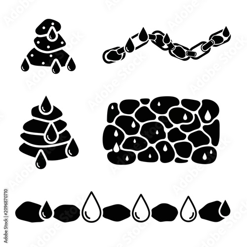 Photography Water Drops on Stones and Chain Elements - Graphic Design