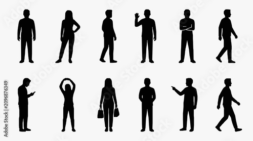 Foto Silhouetted Human Gestures and Movements.