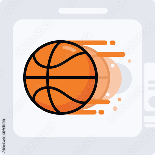 Dynamic Flat Design Basketball in Motion Vector Illustration