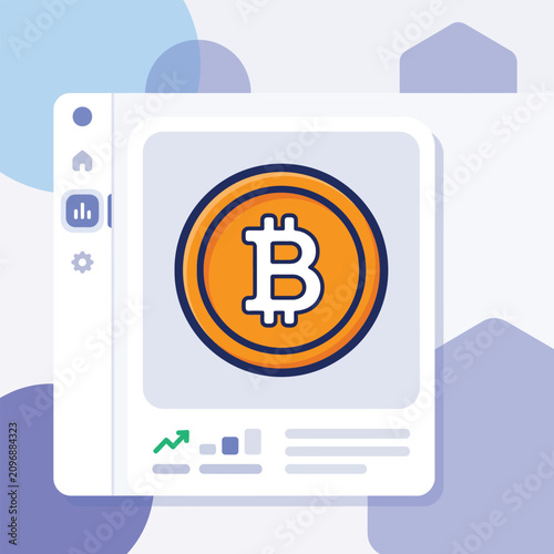 Bitcoin Cryptocurrency Trading Platform Interface with Financial Growth Chart and Data Analytics