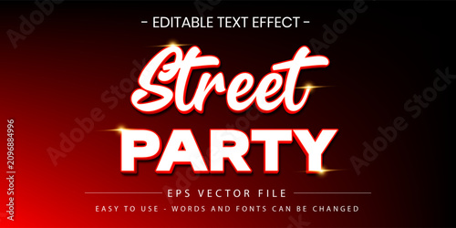 Street Party Red Script and White Sans-Serif 3D Text Effect
