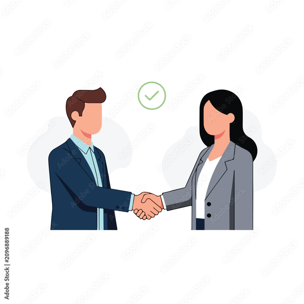 Obraz premium Business Handshake After Successful Partnership Agreement Flat Vector Illustration