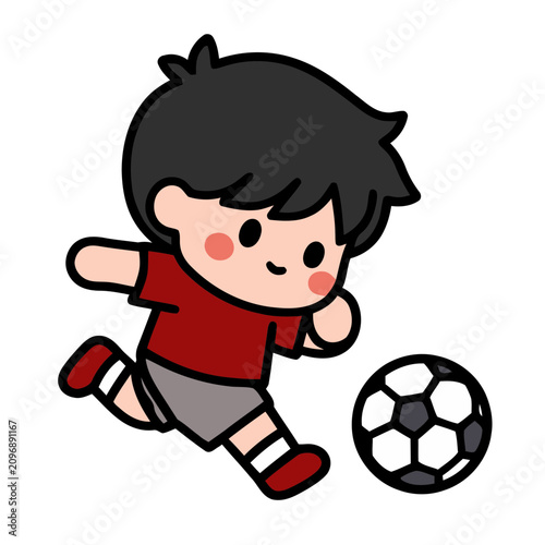 boy playing soccer