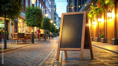 Empty chalkboard menu signboard on the street
