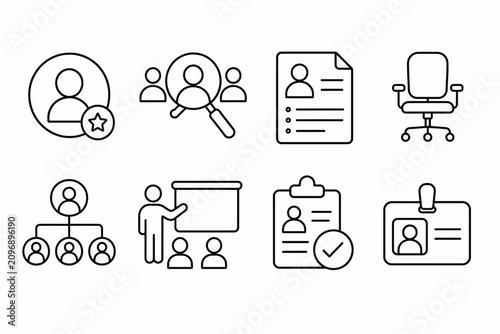 Human Resources and Employee Management Icons Pack Outline Vector