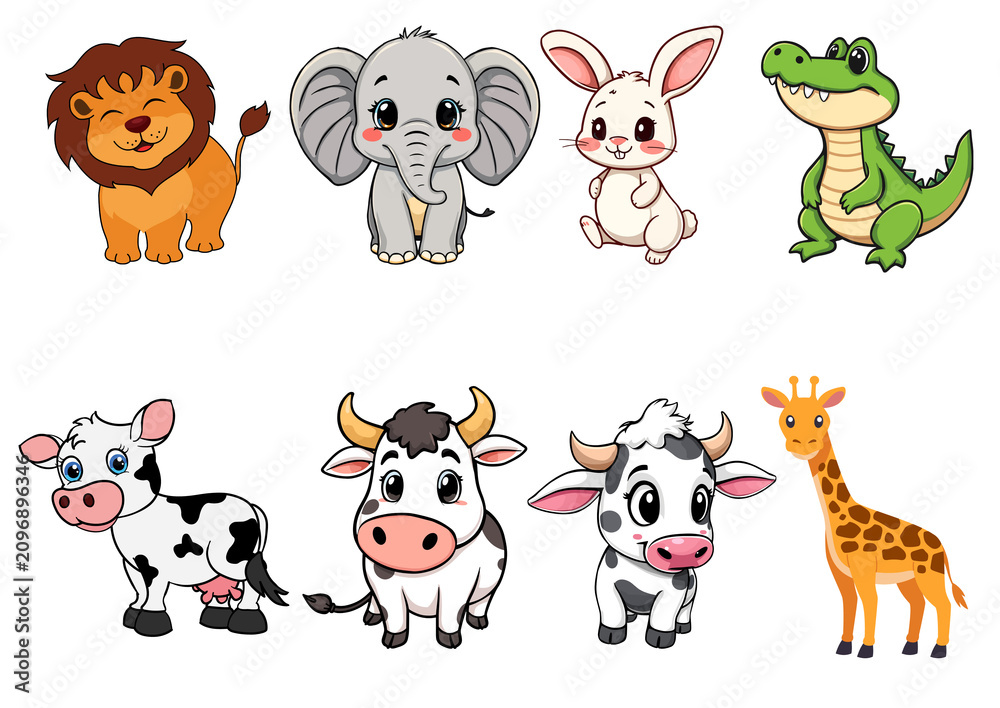 Naklejka premium set of cartoon animals