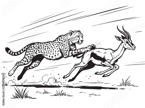 Photography Vector cheetah hunting illustration