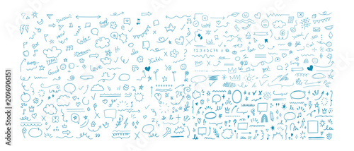 Simple Sketch Line Style Doodle Cute Ink Pen Line Elements Hand Drawn Outline Collection