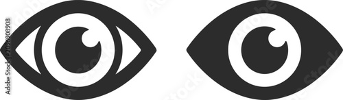 Tableau sur toile Eye Icons Set with Filled and Outline Vision Symbols for View, Visibility, Previ