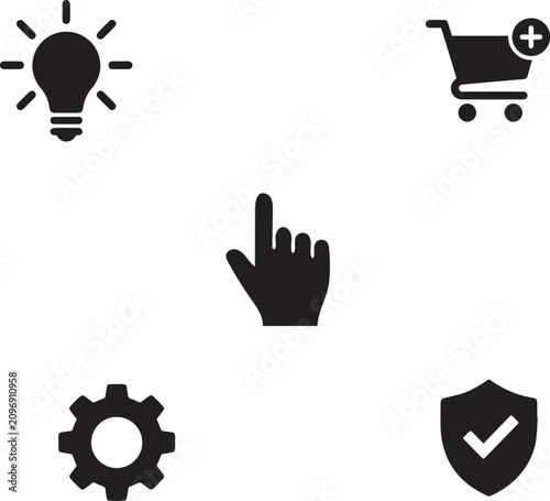Black icons set on white background