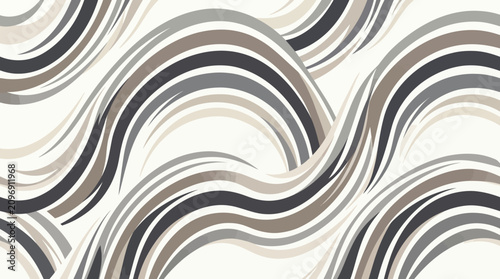 Foto Abstract flowing wave patterns in neutral tones with layered curves