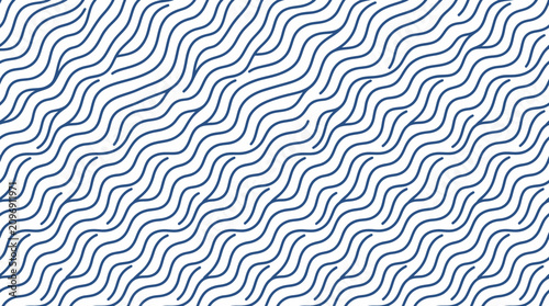 Schilderij op canvas Close-up of a blue abstract wavy line pattern for modern design backgrounds
