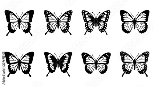 Foto Colorful butterflies flying in a natural formation with soft light effects Vecto