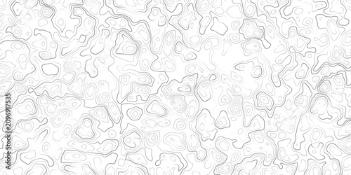 Abstract topographic contour map pattern with wavy lines and shapes