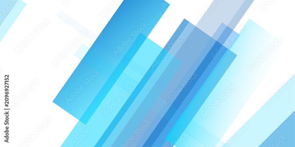 Fototapeta premium Abstract blue geometric background featuring overlapping transparent rectangles arranged in a dynamic diagonal pattern