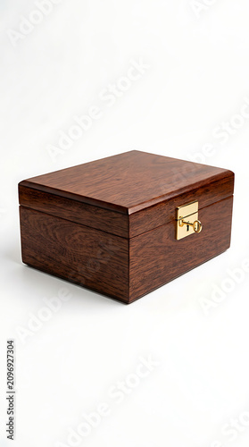 Empty luxury wooden humidor box mockup on white background