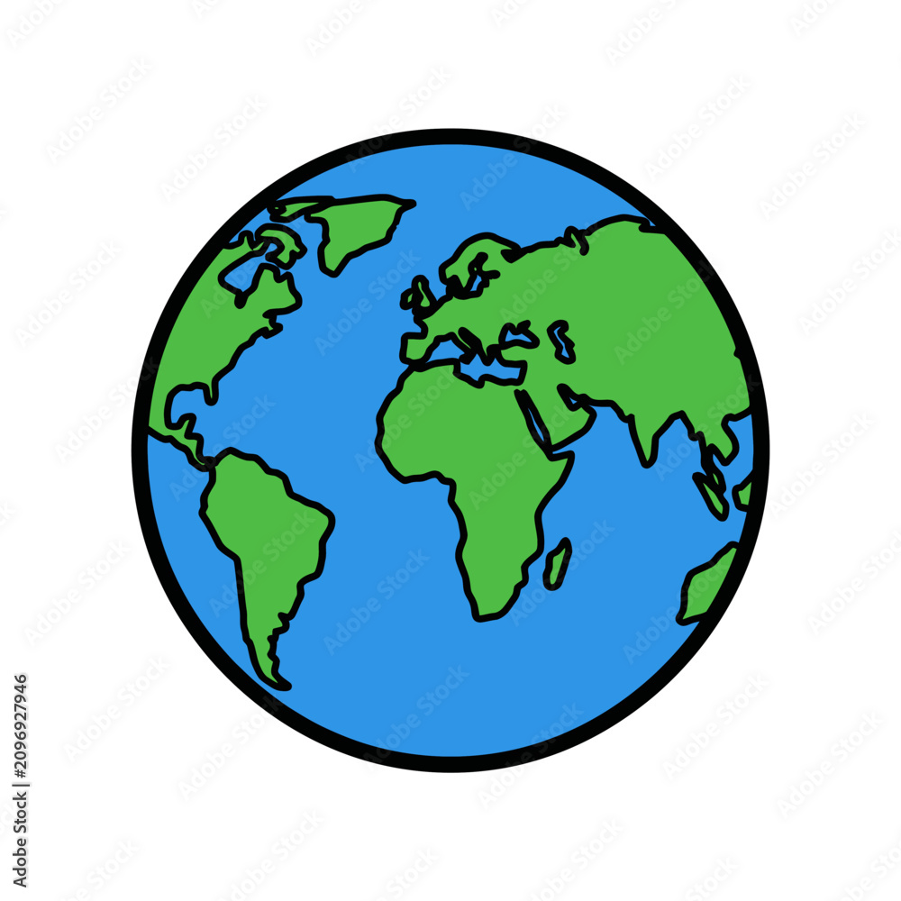 Fototapeta premium Stylized Vector Globe Illustration Featuring Simplified Continents and Oceans for Environmental and Global Sustainability Concepts