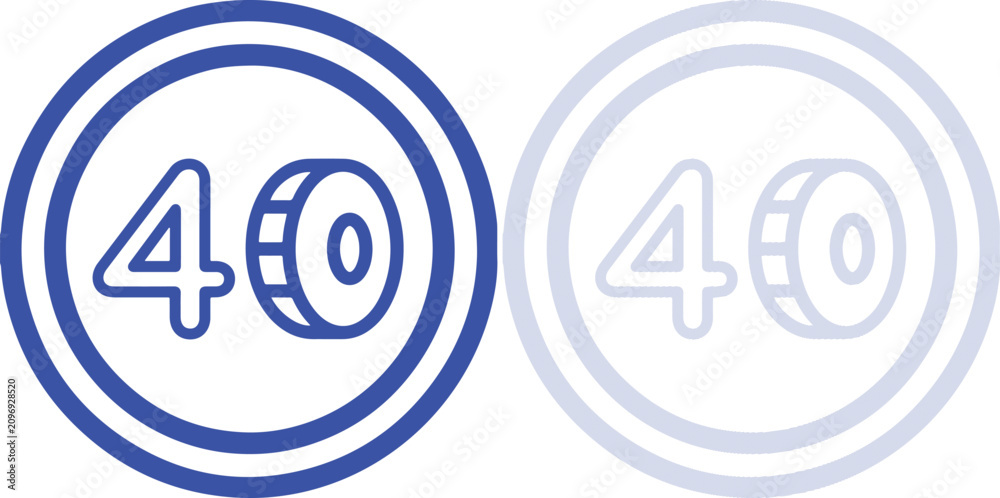 Obraz premium Currency coin featuring the number forty financial anniversary value outline vector design