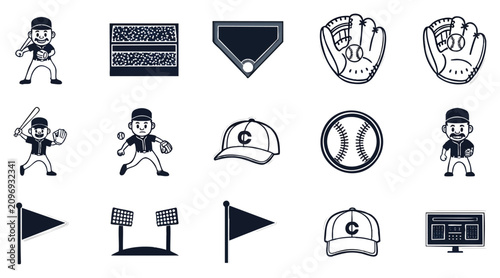 Flat vector diverse sports icons set with clean outlines on white background, concept for fitness apps, educational materials, and athletic event promotions