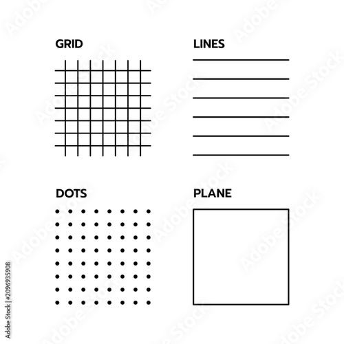 Notepad paper texture types flat icon collection vector 