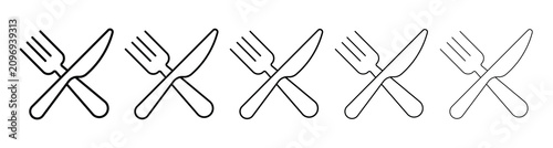 Schilderij op canvas Cutlery arrangement includes forks and knives in various line styles