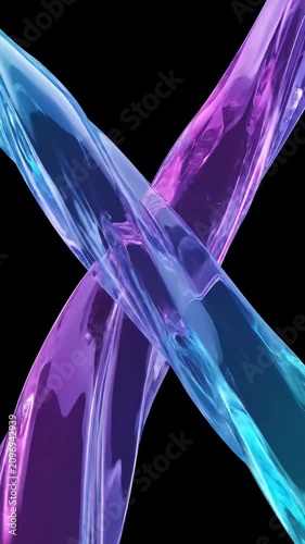 Abstract blue crystalline X shape on black.