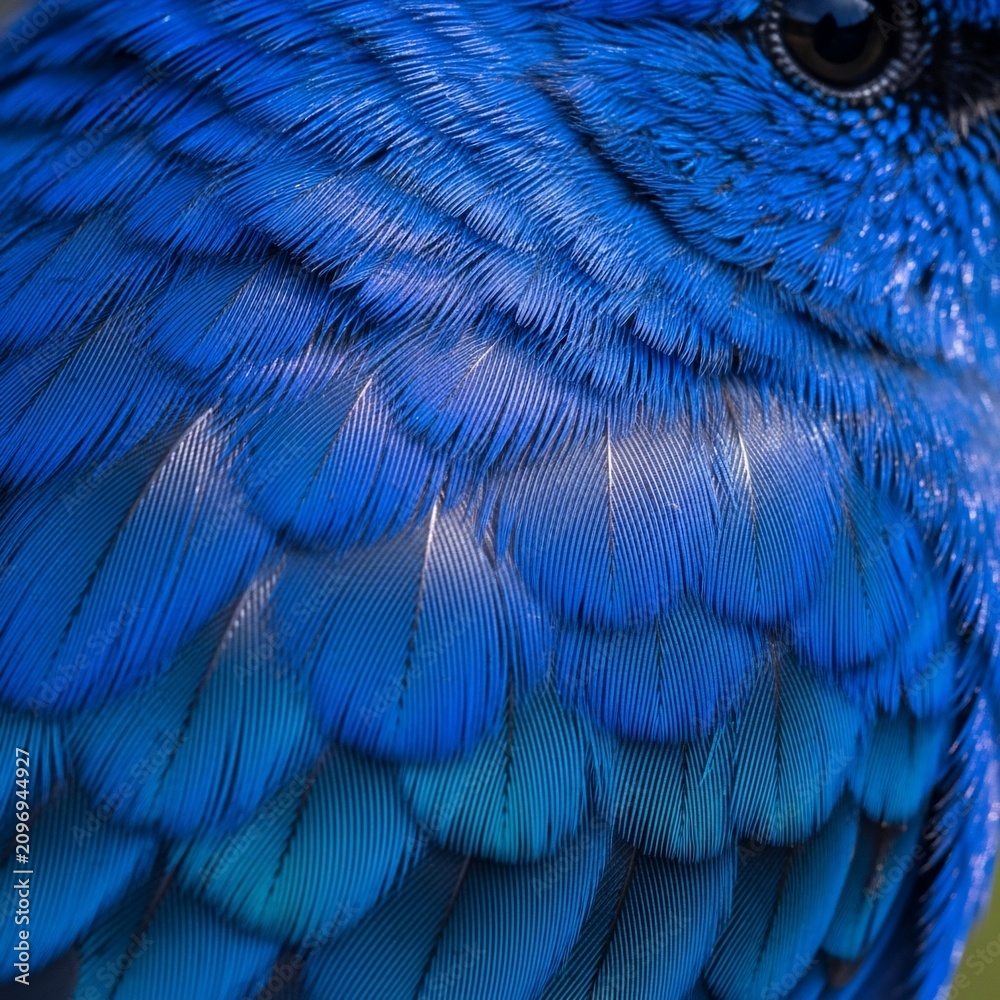 Fototapeta premium Azure Embrace: A Feathered Jewel's Gaze