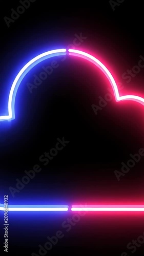 Glowing neon cloud outline on black background.
