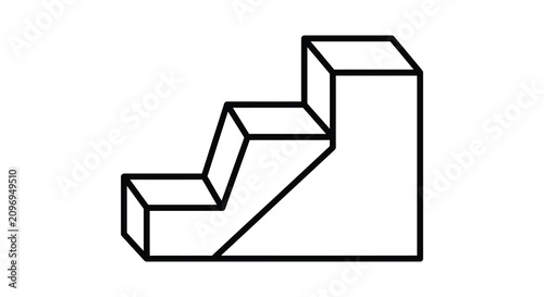 Fotografia A depiction of a four step staircase in a linear style presented as a black silh