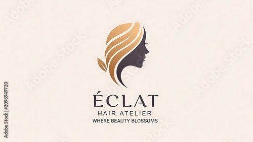 Eclat Hair Atelier elegant logo design on white.