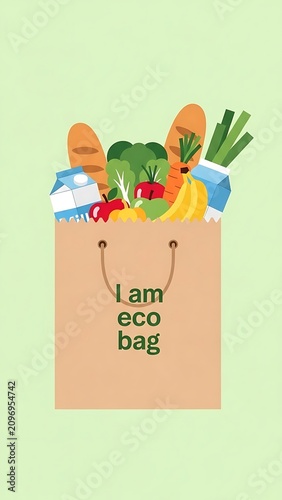Eco friendly reusable tote bag with plants design.