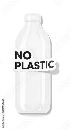 Eco friendly reusable water bottle with no plastic text.