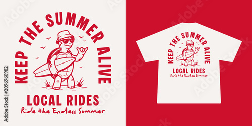 Photography Hand-drawn Retro illustration of summer club, surfing Graphic Design for T shirt