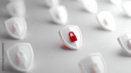Digital security concept with shield and lock.