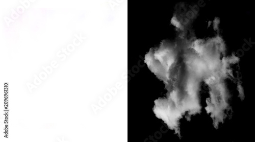 Foto Atmospheric white cloud isolated on black background, fluffy smoke texture and v