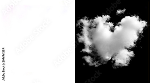 Bild auf Leinwand Isolated white cloud on black background, fluffy cumulus cloud texture for compo
