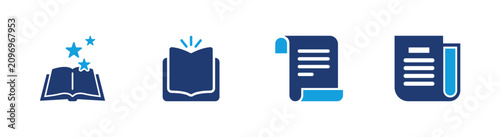 Book icon set. reading, education, library, knowledge, learning. solid style icon collection