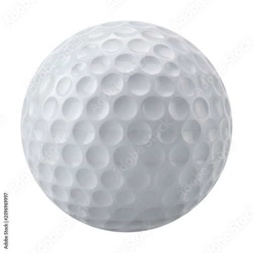 White Golf Ball Isolated on Transparent Background with Detailed Dimple Texture