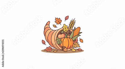 Konstfotografi Vibrant cornucopia filled with fruits, vegetables, and flowers spills harvest bo