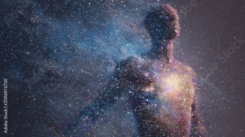A cosmic human figure representing existence.
