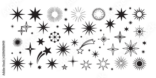 Bild auf Leinwand Sparkles and stars vector icons set glowing light bursts collection shiny glitz symbols graphic design