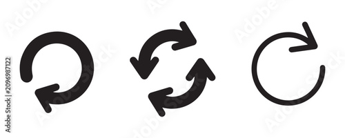 Photography Circular arrows reload refresh undo redo cycle repeat rotation sign icon set arrow vector