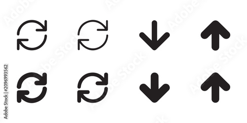 фотографія Refresh reload arrows down up cycle repeat undo redo icons arrows set vector graphic