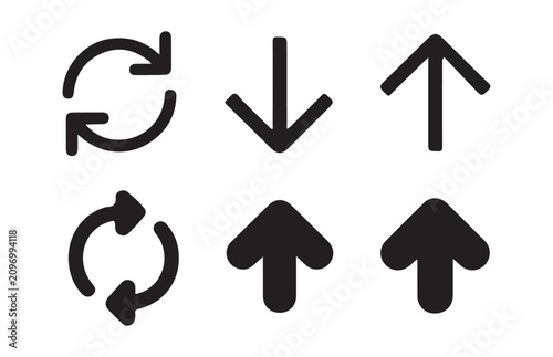 Tableau sur toile Rotation reload refresh up down arrows cycle repeat undo redo icons set vector graphic