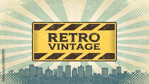 Retro vintage grunge style urban cityscape poster design