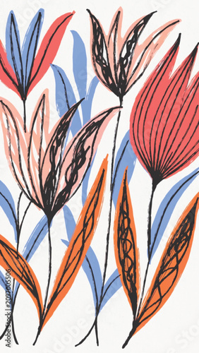 Tulip  Modern Botanical Illustration vector background 